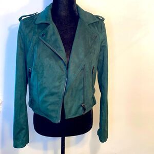 NEW...Hunter green faux suede jacket size M (med) from Forever21